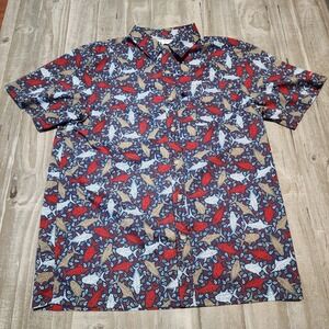 Columbia PFG Fishing Shirt Medium Hawaiian Fish Print Outdoor Tropical Island